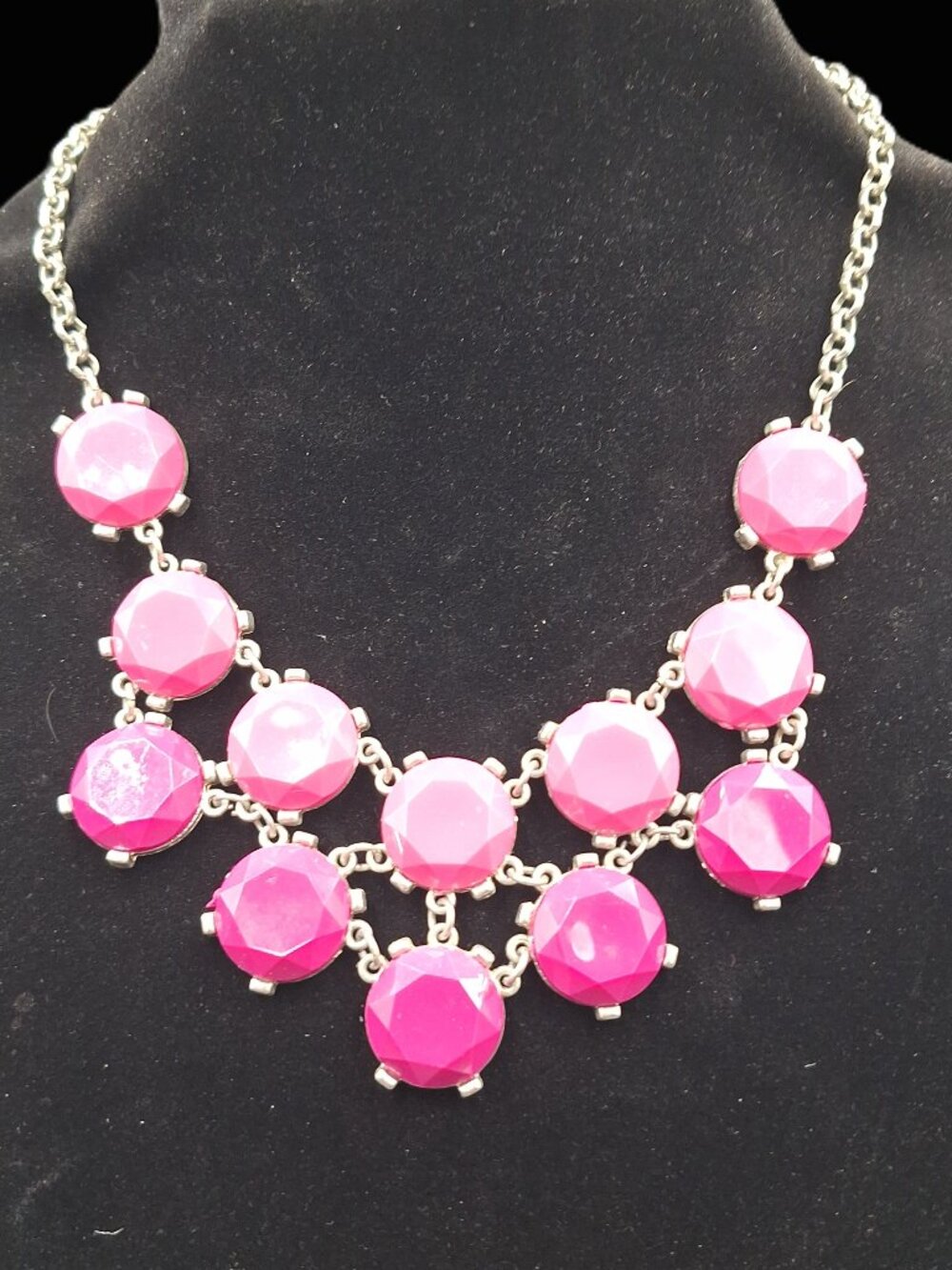 Pink Bib Necklace 16"